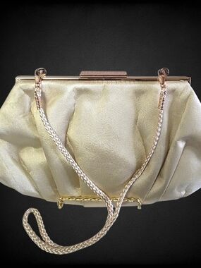 Lulu Townsend Ivory Satin Clutch with Strap Vintage